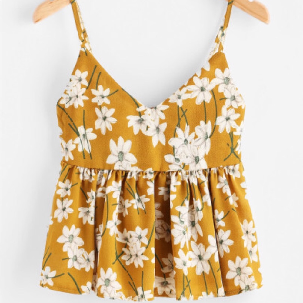 Yellow sleeve less shirt